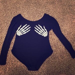Black Skull hands BooHoo Plus Onesie